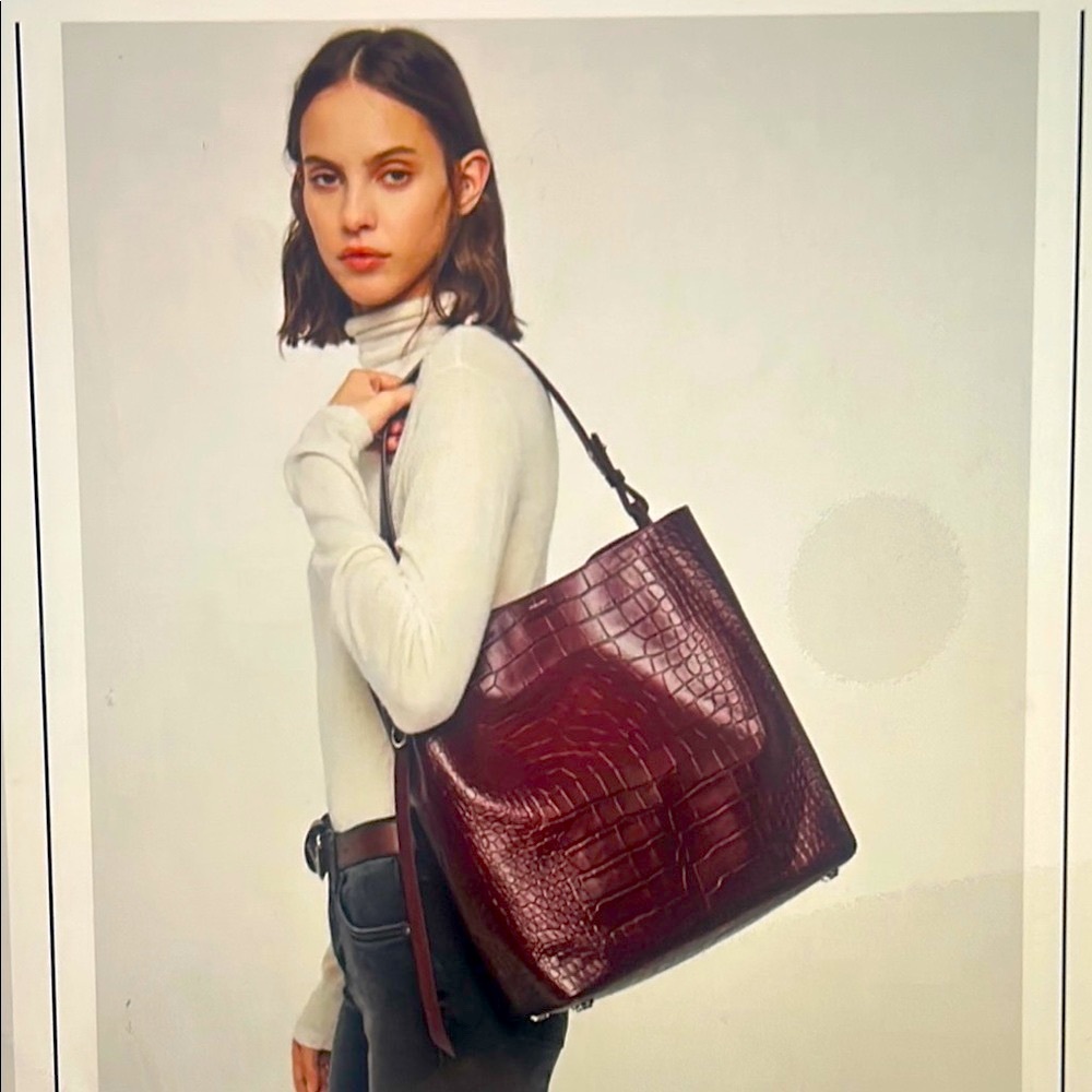 All Saints Red Leather Shoulder Bag
